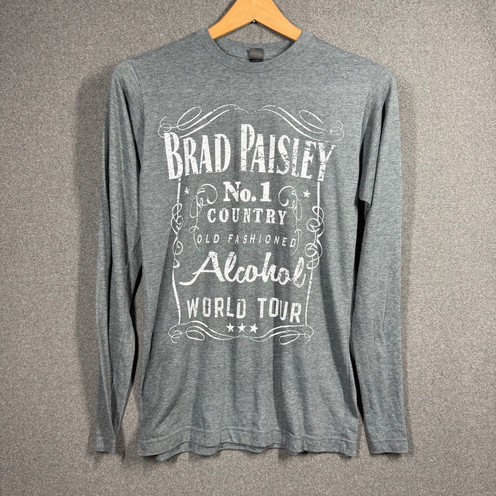 Brad Paisley Alcohol World Tour Long Sleeve Graphic T-Shirt Gray Womens Small